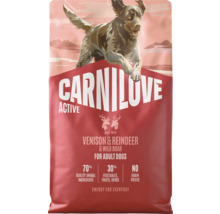 Carnilove Active krmivo pre dospelé psy s divinou, sobom a diviakom. 70 percent živočíšnych zložiek, 30 percent zeleniny a ovocia.