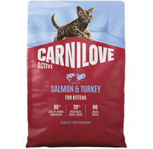 Carnilove Active krmivo pre mačiatka s lososom a morkou, 80 percent živočíšnych zložiek, bez obilnín.