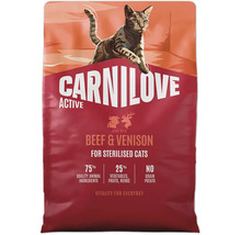 Carnilove krmivo pre mačky Beef a Venison pre kastrované mačky, bezobilné granule s hovädzím mäsom a zverinou.