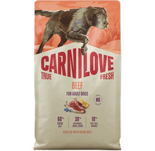 Carnilove True Fresh Beef granule pre dospelé psy, 60 percent čerstvého hovädzieho mäsa, bez obilnín a zemiakov.