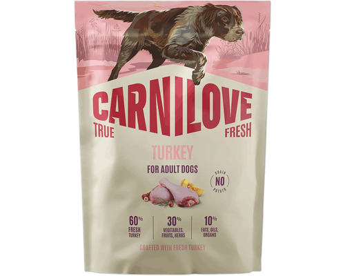 Krmivo pre dospelých psov Carnilove True Fresh Turkey, bez obilnín a zemiakov, so 60 percentami čerstvého morčacieho mäsa.