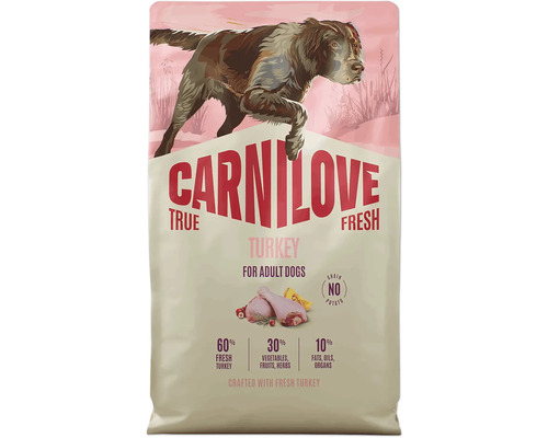 Krmivo Carnilove True Fresh s morčacím mäsom pre dospelých psov, bez obilnín, bez zemiakov, 60 percent čerstvého morčacieho mäsa.