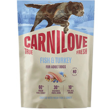 Krmivo pre psov Carnilove True Fresh Fish & Turkey pre dospelé psy, bez obilnín a zemiakov, 60 percent čerstvých rýb a moriaka.