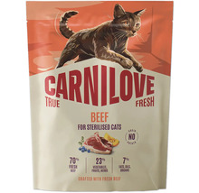 Carnilove True Fresh krmivo pre mačky hovädzie pre kastrované mačky, bez obilnín, bez zemiakov, 70 percent čerstvého hovädzieho mäsa.