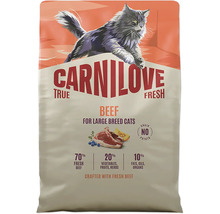 Carnilove True Fresh Beef pre veľké mačky so 70 percentami hovädzieho mäsa, bez obilnín a zemiakov.