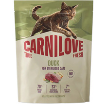 Carnilove True Fresh Duck krmivo pre sterilizované mačky, bez obilnín, so 70 percentami čerstvého kačacieho mäsa.