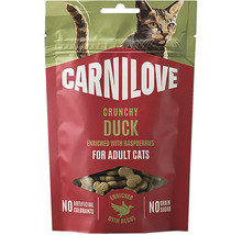 Pochúťka pre mačky Carnilove Crunchy Duck s malinami pre dospelé mačky bez obilnín a cukru
