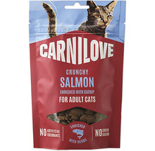 Carnilove chrumkavé pochúťky pre dospelé mačky s lososom a kocúrnikom obyčajným.