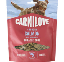Chrumkavé maškrty pre dospelých psov Carnilove s lososom a čučoriedkami, bez umelých farbív a obilnín.