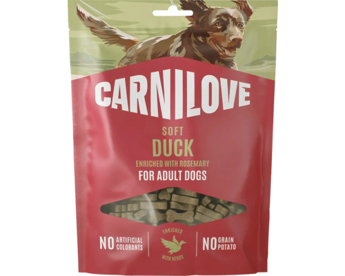 Polomäkké maškrty Carnilove Soft Duck s rozmarínom pre dospelé psy, bez obilnín a zemiakov.