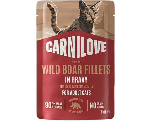 Carnilove kapsička pre mačky s filetami z diviaka v omáčke pre dospelé mačky 85 gramov