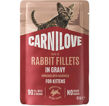 Kapsička pre mačiatka Carnilove s králičími filetmi v omáčke, 85 gramov.