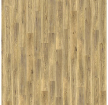 Laminátová podlaha so vzhľadom duba s prirodzenou štruktúrou dreva a viditeľnými hrčami.