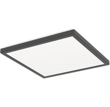 Štvorcový LED panel s tmavým rámom pre stropnú montáž.