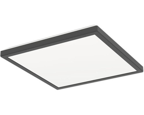 Štvorcový LED panel s tmavým rámom pre stropnú montáž.