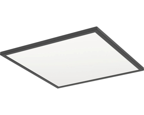 Štvorcový LED panel s čiernym rámom na strop.