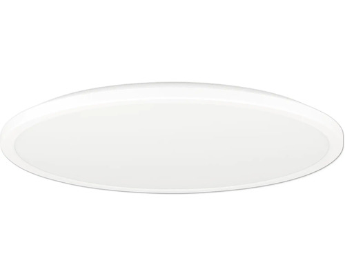 Ploché, okrúhle stropné LED svietidlo v bielej farbe.