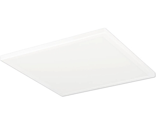 Plochý štvorcový LED panel v bielej farbe pre montáž na strop alebo stenu.