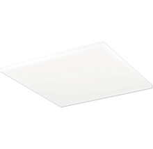 Plochý štvorcový LED panel na montáž na strop v bielej farbe.