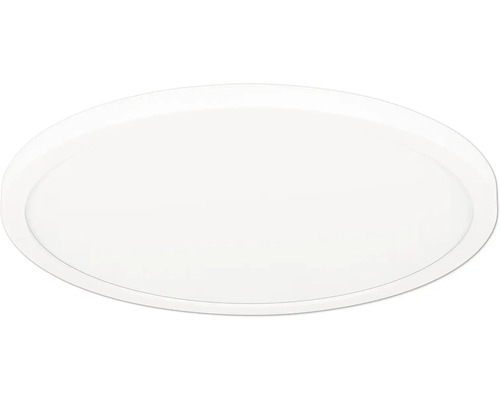 Okrúhly biely LED panel v plochom prevedení na montáž na strop.