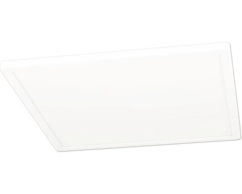 Štvorcový biely LED panel pre montáž na strop alebo na stenu.