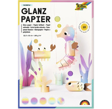 Lesklý papier Folia Rainbow 10 listov 22,5 krát 32 centimetrov 100 gramov na meter štvorcový na tvorenie podmorských postavičiek.