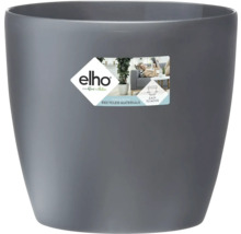 Kvetináč Elho z recyklovaného plastu, okrúhly, sivý. Elho Logo. Vyrobené z recyklovaných materiálov. Jednoduché premiestňovanie.