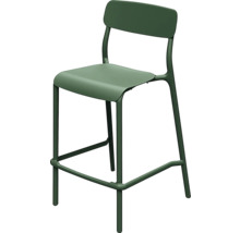 Barová stolička s operadlom a opierkou nôh, zelená.