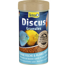 Dóza krmiva pre ryby Tetra Discus Granules pre terčovce s prírodnými zložkami bez farbív a konzervačných látok.