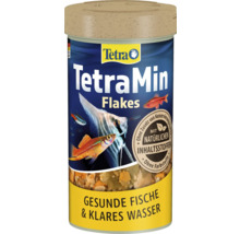 Krmivo TetraMin Flakes v dóze, vločkové krmivo pre okrasné ryby s prírodnými zložkami pre čistú vodu.