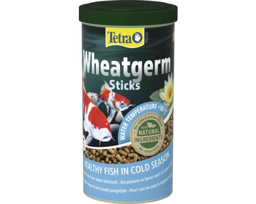 Krmivo Tetra Pond Wheatgerm Sticks pre ryby v jazierku pre chladné obdobie pri teplote vody pod 10 stupňov s prírodnými zložkami.