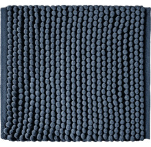 Kúpeľňová predložka zo žinilky v tmavomodrej farbe s mäkkou nopkovou štruktúrou.