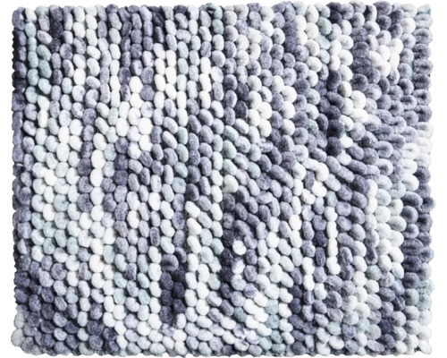 Kúpeľňová predložka s nopkovou štruktúrou v rôznych odtieňoch sivej a bielej.