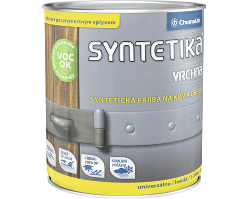 Chemolak Logo, syntetická farba na kov a drevo Syntetika Vrchná, lesklá, odolná voči UV žiareniu a poveternostným vplyvom.