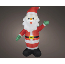Nafukovací Santa Claus s bielou bradou a zelenými rukavicami, mávajúci, vianočná dekorácia na vnútorné aj vonkajšie použitie.