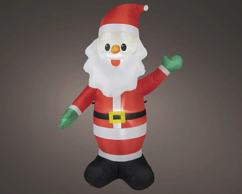Nafukovací Santa Claus s bielou bradou a zelenými rukavicami, mávajúci, vianočná dekorácia na vnútorné aj vonkajšie použitie.