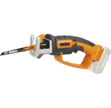 Aku šabľová píla Worx 20 Volt s pílovým listom na drevo, oranžovo-čierna.