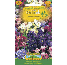 Vrecko semien orlíčka Mix Aquilegia caerulea s kvetmi rôznych farieb a výškou rastliny circa 55 centimetrov.