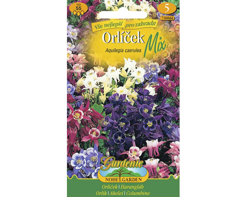 Vrecko semien orlíčka Mix Aquilegia caerulea s kvetmi rôznych farieb a výškou rastliny circa 55 centimetrov.