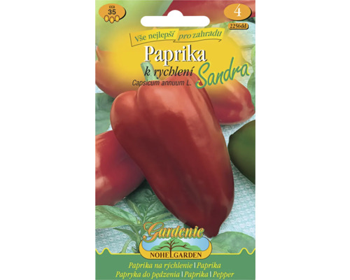 Vrecko so semenami papriky na rýchlenie odrody Sandra, Nohelgarden Logo.