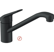 Páková kuchynská batéria v čiernej matnej farbe, vhodná pre nízkotlakové ohrievače.