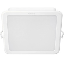 Štvorcové vstavané LED svietidlo Philips v bielej farbe so zaoblenými rohmi.