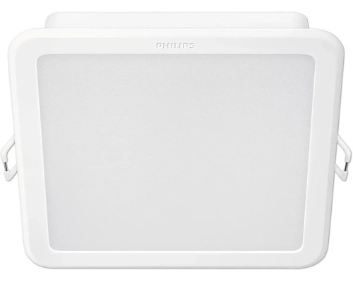 Štvorcové vstavané LED svietidlo Philips v bielej farbe so zaoblenými rohmi.