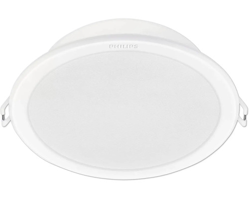 Okrúhle biele vstavané LED svietidlo Philips s plochým difúzorom a Philips Logo.