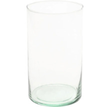 Válcová sklenená váza, priehľadná.