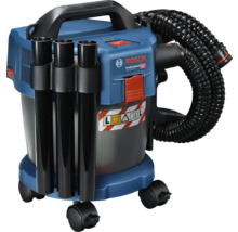 Akumulátorový vysávač na mokré a suché vysávanie Bosch Professional GAS 18V-10 L s trubicami, hadicou a kolieskami.