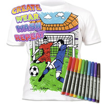 Biele tričko na vyfarbenie s futbalovým motívom a desať vyprateľných fixiek na textil Splat Planet.