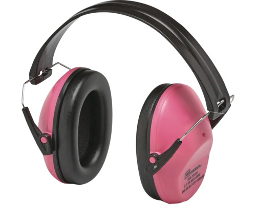 Detské chrániče sluchu Gebol Kids v ružovej a čiernej farbe s útlmom hluku 26 decibelov.