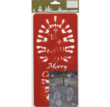 Vianočná šablóna s motívom stopy a nápisom Merry Christmas, 2-dielna súprava.