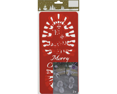 Vianočná šablóna s motívom stopy a nápisom Merry Christmas, 2-dielna súprava.